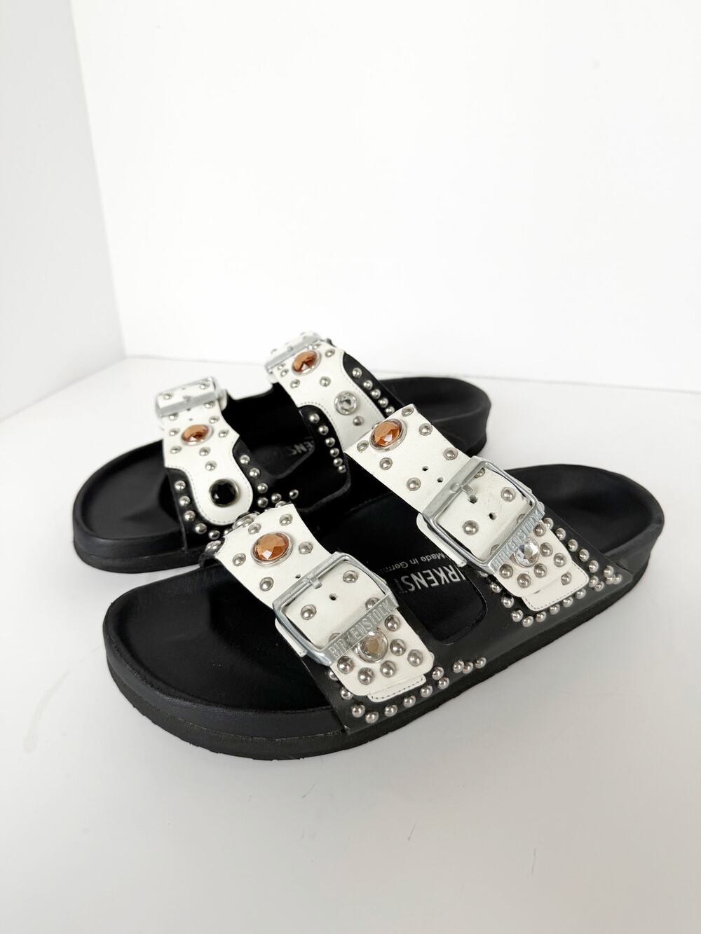 Birkenstock x Heidi Klum Studded Grommets Arizona Sandal White Sz 38 EU